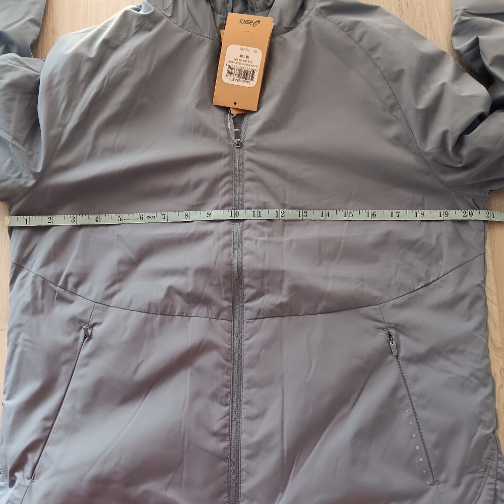 Aasics Jacket Fleece Lined Heat Retaining Warmth Reflective Hood Blue Medium - Picture 9 of 15